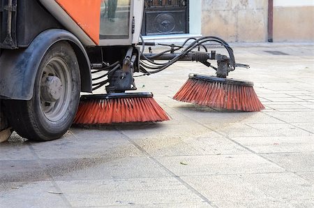 street cleaning - Vehicle sweeping the streets of dirt in the Spain Stock Photo - Budget Royalty-Free & Subscription, Code: 400-08315303