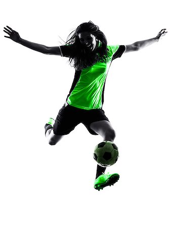 simsearch:400-07973332,k - one woman playing soccer player in silhouette isolated on white background Foto de stock - Royalty-Free Super Valor e Assinatura, Número: 400-08315564