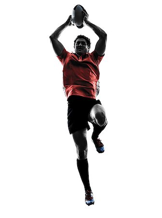 one caucasian rugby man player  in studio  silhouette isolated on white background Foto de stock - Super Valor sin royalties y Suscripción, Código: 400-08315561
