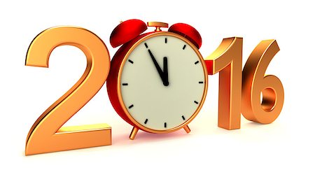 New year 2016 illustration with red clock Stock Photo - Budget Royalty-Free & Subscription, Code: 400-08315579