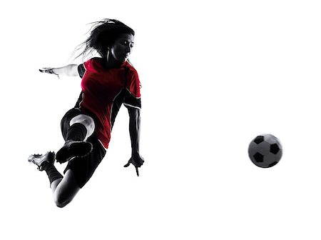 simsearch:400-08115848,k - one woman playing soccer player in silhouette isolated on white background Photographie de stock - Aubaine LD & Abonnement, Code: 400-08315621