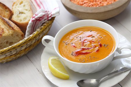 red lentil soup, mercimek corbasi, turkish cuisine Stock Photo - Budget Royalty-Free & Subscription, Code: 400-08315633