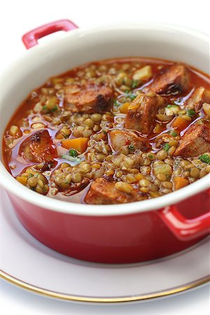 stew sausage - lentil and chorizo soup, spanish cuisine, lentejas con chorizo Stock Photo - Budget Royalty-Free & Subscription, Code: 400-08315644