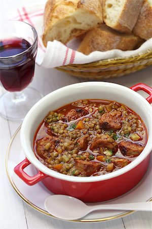 stew sausage - lentil and chorizo soup, spanish cuisine, lentejas con chorizo Stock Photo - Budget Royalty-Free & Subscription, Code: 400-08315645