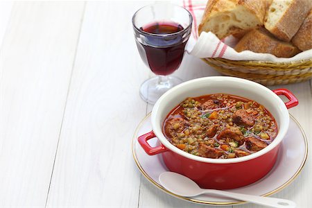 stew sausage - lentil and chorizo soup, spanish cuisine, lentejas con chorizo Stock Photo - Budget Royalty-Free & Subscription, Code: 400-08315646