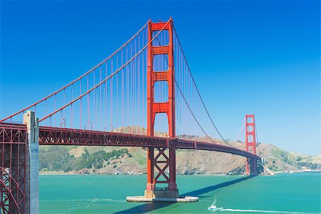 View at Golden Gate Bridge which spans Golden Gate strait at San Francisco Bay. California, USA Stock Photo - Budget Royalty-Free & Subscription, Code: 400-08315661