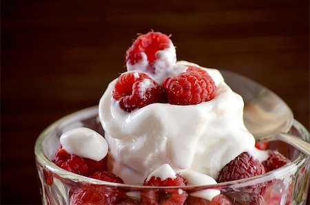 berry dessert with ice cream with fresh raspberries Stock Photo - Budget Royalty-Free & Subscription, Code: 400-08315693