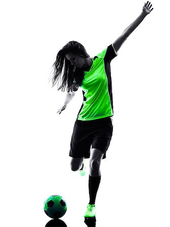 simsearch:400-07973332,k - one woman playing soccer player in silhouette isolated on white background Foto de stock - Super Valor sin royalties y Suscripción, Código: 400-08316130