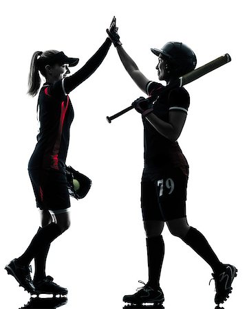 simsearch:400-08114605,k - women playing softball players in silhouette isolated on white background Stockbilder - Microstock & Abonnement, Bildnummer: 400-08316131