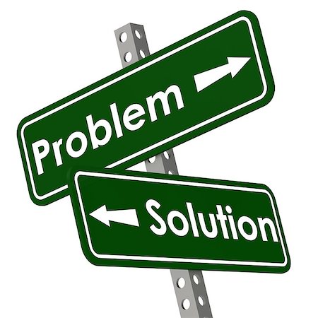 Problem and solution road sign in green color image with hi-res rendered artwork that could be used for any graphic design. Stock Photo - Budget Royalty-Free & Subscription, Code: 400-08316271