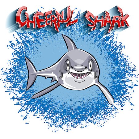 simsearch:400-08553170,k - Illustration cheerful shark in the sea as a cartoon character. Stock Photo - Budget Royalty-Free & Subscription, Code: 400-08316325