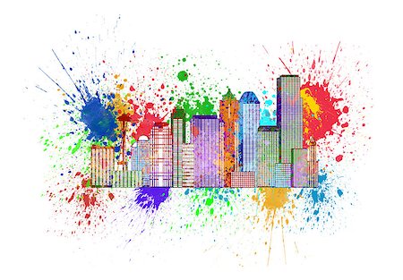 Seattle Washington Downtown City Skyline in Paint Splatter Colors Isolated on White Background Illustration Stock Photo - Budget Royalty-Free & Subscription, Code: 400-08316416