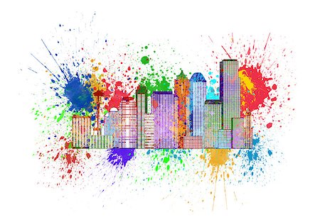 simsearch:400-08094357,k - Seattle Washington Downtown City Skyline in Paint Splatter Colors Isolated on White Background Illustration Foto de stock - Super Valor sin royalties y Suscripción, Código: 400-08316416