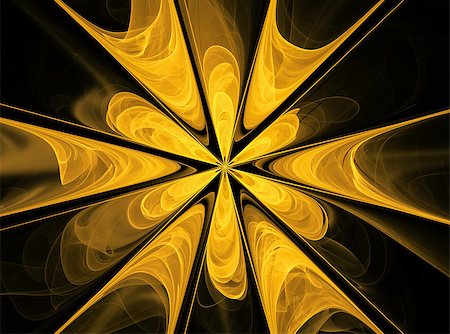 Abstract fractal yellow flower computer-generated image on black background Stockbilder - Microstock & Abonnement, Bildnummer: 400-08316474