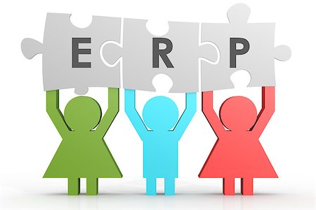 ERP - Enterprise Resource Planning puzzle in a line image with hi-res rendered artwork that could be used for any graphic design. Stock Photo - Budget Royalty-Free & Subscription, Code: 400-08316485