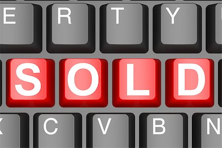 reduced sign in a shop - Sold button on modern computer keyboard image with hi-res rendered artwork that could be used for any graphic design. Stock Photo - Budget Royalty-Free & Subscription, Code: 400-08316516