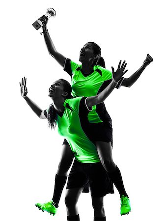 simsearch:400-07973332,k - two women playing soccer players in silhouette isolated on white background Foto de stock - Royalty-Free Super Valor e Assinatura, Número: 400-08316549