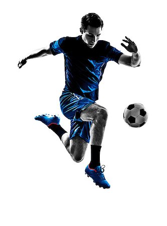 simsearch:400-08316819,k - One Italian Soccer Player Man Playing Football Jumping In Silhouette White Background Stock Photo - Budget Royalty-Free & Subscription, Code: 400-08316552