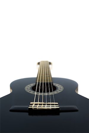 simsearch:400-07301387,k - Detail of Black Wooden Classical Acoustic Guitar Isolated on a White Background Foto de stock - Super Valor sin royalties y Suscripción, Código: 400-08316655