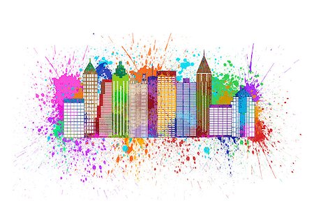 simsearch:400-07104696,k - Atlanta Georgia City Skyline with Paint Splatter Abstract Color Illustration Foto de stock - Super Valor sin royalties y Suscripción, Código: 400-08316652