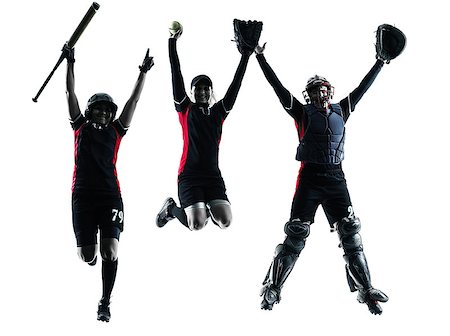women playing softball players in silhouette isolated on white background Photographie de stock - Aubaine LD & Abonnement, Code: 400-08316677