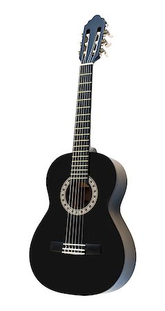 simsearch:400-05352838,k - Black Wooden Classical Acoustic Guitar Isolated on a White Background Photographie de stock - Aubaine LD & Abonnement, Code: 400-08316729