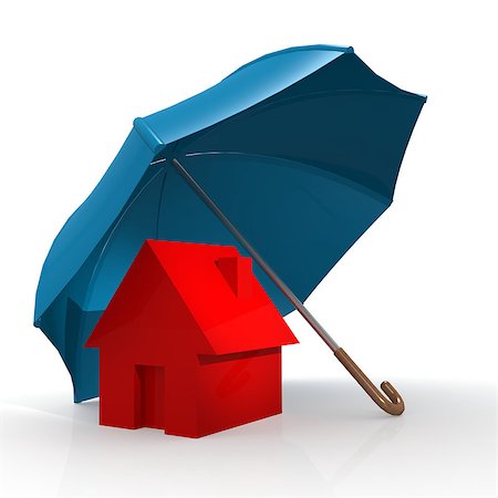 rain on roof - Red house under blue umbrella image with hi-res rendered artwork that could be used for any graphic design. Stock Photo - Budget Royalty-Free & Subscription, Code: 400-08316768