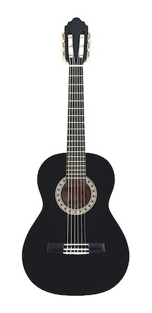 simsearch:400-07301387,k - Black Wooden Classical Acoustic Guitar Isolated on a White Background Foto de stock - Super Valor sin royalties y Suscripción, Código: 400-08316917