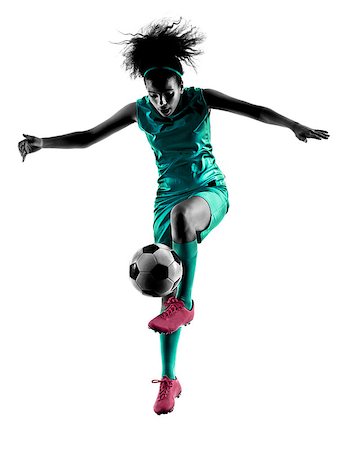 simsearch:400-07973332,k - one teenager girl child  playing soccer player in silhouette isolated on white background Foto de stock - Royalty-Free Super Valor e Assinatura, Número: 400-08316958