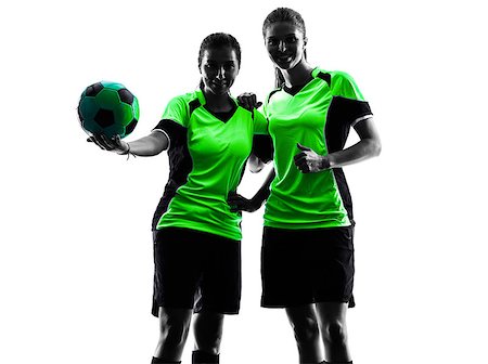 simsearch:400-07973332,k - two women playing soccer players in silhouette isolated on white background Foto de stock - Super Valor sin royalties y Suscripción, Código: 400-08316951