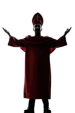 one man cardinal bishop silhouette saluting blessing in studio isolated on white background Photographie de stock - Aubaine LD & Abonnement, Code: 400-08316996