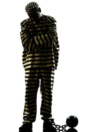 simsearch:693-06435769,k - one  man prisoner criminal with chain ball silhouette in studio isolated on white background Foto de stock - Super Valor sin royalties y Suscripción, Código: 400-08317020