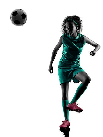 simsearch:400-07973332,k - one teenager girl child  playing soccer player in silhouette isolated on white background Foto de stock - Royalty-Free Super Valor e Assinatura, Número: 400-08317122