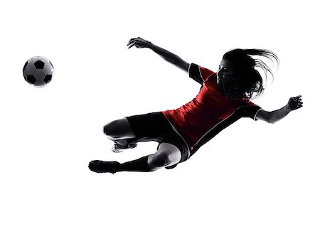 simsearch:400-08115848,k - one woman playing soccer player in silhouette isolated on white background Photographie de stock - Aubaine LD & Abonnement, Code: 400-08317215