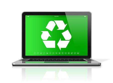 simsearch:649-06533599,k - 3D Laptop with a recycling symbol on screen. environmental conservation concept Stock Photo - Budget Royalty-Free & Subscription, Code: 400-08317248