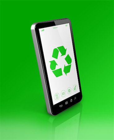 simsearch:649-06533599,k - 3D Smartphone with a recycling symbol on screen. ecological concept Stock Photo - Budget Royalty-Free & Subscription, Code: 400-08317253
