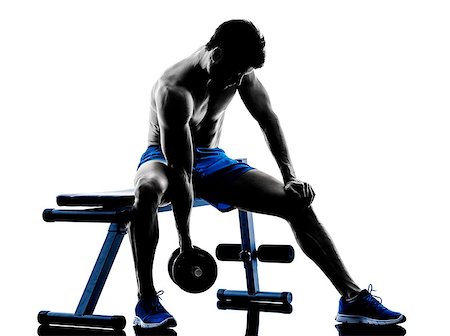 one caucasian man exercising fitness weights Bench Press exercises in studio silhouette isolated on white background Foto de stock - Super Valor sin royalties y Suscripción, Código: 400-08317385