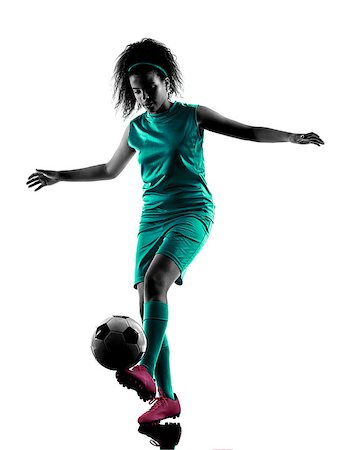simsearch:400-08115848,k - one teenager girl child  playing soccer player in silhouette isolated on white background Photographie de stock - Aubaine LD & Abonnement, Code: 400-08317396