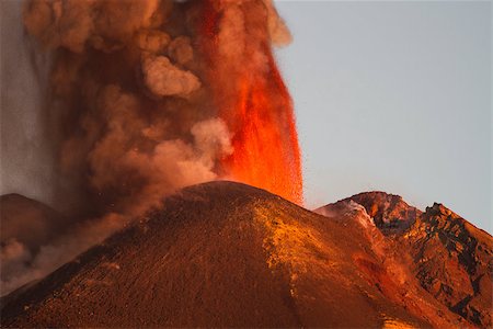 Etna volcano in eruption, explosions and lava flow from the highest active volcano in Europe Stock Photo - Budget Royalty-Free & Subscription, Code: 400-08317536