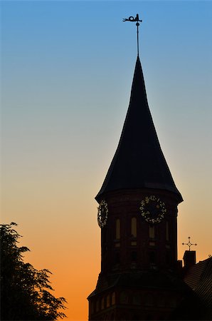 Tower of Koenigsberg Cathedral at sunset. Gothic 14th century. Symbol of the city of Kaliningrad (Koenigsberg before 1946), Russia Stock Photo - Budget Royalty-Free & Subscription, Code: 400-08317544