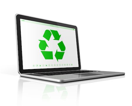 simsearch:400-04274877,k - 3D Laptop computer with a recycling symbol on screen. environmental conservation concept Photographie de stock - Aubaine LD & Abonnement, Code: 400-08317569