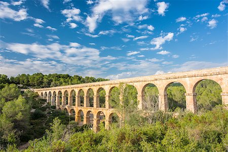 Beautiful view of roman Aqueduct Pont del Diable in Tarragona Stock Photo - Budget Royalty-Free & Subscription, Code: 400-08317588