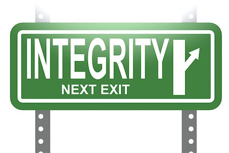 simsearch:400-09097818,k - Integrity green sign board isolated image with hi-res rendered artwork that could be used for any graphic design. Foto de stock - Royalty-Free Super Valor e Assinatura, Número: 400-08317898