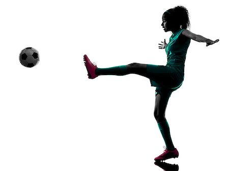 simsearch:400-07973332,k - one teenager girl child  playing soccer player in silhouette isolated on white background Foto de stock - Royalty-Free Super Valor e Assinatura, Número: 400-08317921
