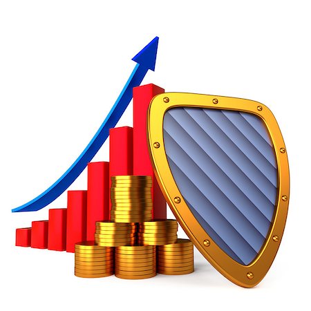 simsearch:400-07169223,k - Coins chart and shield, business stability concept Stock Photo - Budget Royalty-Free & Subscription, Code: 400-08317923