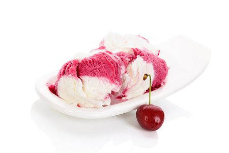 Cherry ice cream isolated on white background. Culinary fruit ice cream eating. Stock Photo - Budget Royalty-Free & Subscription, Code: 400-08317952