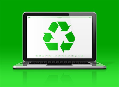 simsearch:400-04274877,k - 3D Laptop with a recycle symbol on screen. environmental conservation concept Photographie de stock - Aubaine LD & Abonnement, Code: 400-08317979