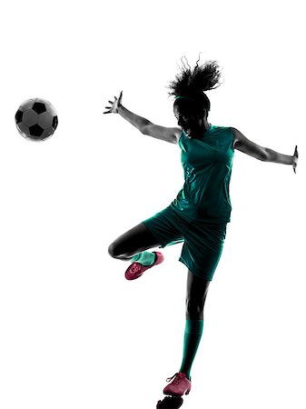 simsearch:400-08115848,k - one teenager girl child  playing soccer player in silhouette isolated on white background Photographie de stock - Aubaine LD & Abonnement, Code: 400-08318079