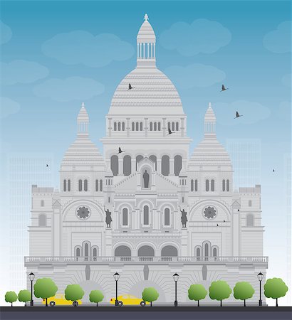 sacre coeur capitals - Basilica of the Sacred Heart, Paris, France. Vector illustration Stock Photo - Budget Royalty-Free & Subscription, Code: 400-08318159