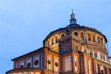 da vinci - Beautiful church Santa Maria delle Grazie is the place where can be found famous fresco of Leonardo da Vinci "Last Supper". Milan, Italy Foto de stock - Super Valor sin royalties y Suscripción, Código: 400-08318433